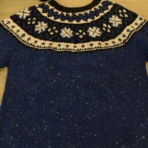 Vintage Limited Blue and Black Wool Nordic Sweater Hand Knit in USA